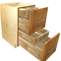 2 drawer base cabinet with 2 hidden rollouts above each drawer box